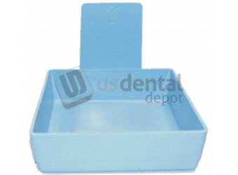PLASDENT Lab Pan - Light Blue with plastic center clip (no hanging) - Each - Big size 8 5/8in x 8 5/8in x 2 3/8in