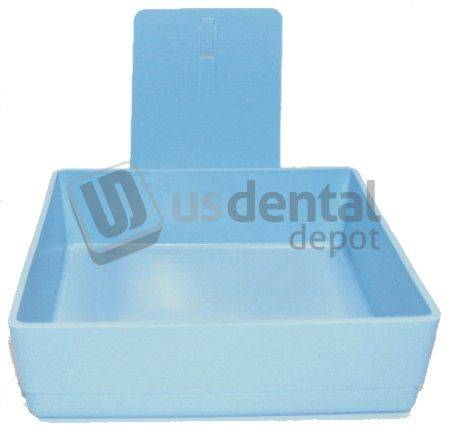 PLASDENT Lab Pan - Light Blue with plastic center clip (no hanging) - Each - Big size 8 5/8in x 8 5/8in x 2 3/8in