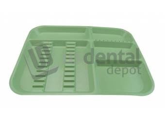 PLASDENT Divided Tray AD Setup Size A Color : GREEN - #300AD - 4 - Each - Dim: ( 13 3/4 Inches x 10 5/8 Inches x 7/8 Inches )