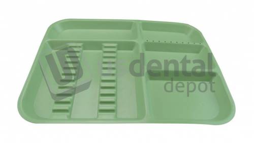 PLASDENT Divided Tray AD Setup Size A Color : GREEN - #300AD - 4 - Each - Dim: ( 13 3/4 Inches x 10 5/8 Inches x 7/8 Inches )