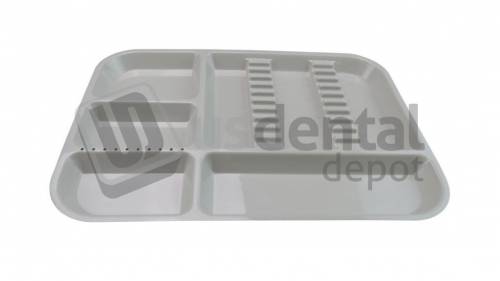 PLASDENT Divided Setup Tray BD Size B Color: Gray - #300BD-9 - Each - Dim: ( 13.5 Inches x 9 5/8 Inches x 7/8 Inches )