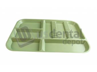 PLASDENT Divided Tray ED Setup Size E Color: GREEN - #300ED - 4 - Each - Dim: ( 15 Inches x 10.5 Inches x 7/8 Inches )