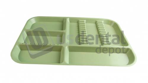 PLASDENT Divided Tray ED Setup Size E Color: GREEN- #300ED- 4- Each- Dim: ( 15 Inches x 10.5 Inches x 7/8 Inches )
