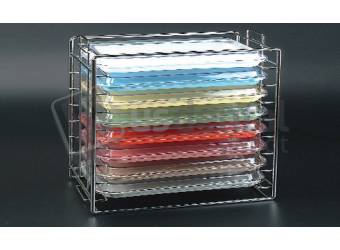 PLASDENT TRAY & LID - 8 Shelves - 8 Trays & 8 Lids - Chrome Rack Size B - #300TRB - H - Color: Chrome  (Trays and lids are NOT INCLUDED)