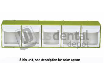 PLASDENT 5 - Bin Unit - GREEN #BIN05 - 4 ( 23in W x 6in H x 4 - 75in D ) - Tilt Bins - Benchtop Cabinets - & Rimocart