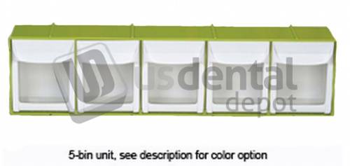 PLASDENT 5 - Bin Unit - GREEN #BIN05 - 4 ( 23in W x 6in H x 4 - 75in D ) - Tilt Bins - Benchtop Cabinets - & Rimocart