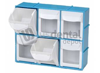 PLASDENT 6-Bin Unit-LIGHT BLUE #BIN06-2 ( 11in W x 10in H x 4in D )-Tilt Bins-Benchtop Cabinets-& Rimocart