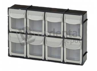 PLASDENT 8-Bin Unit-BLACK #BIN08-11 ( 11in W x 8in H x 3 in D )-Tilt Bins-Benchtop Cabinets-& Rimocart