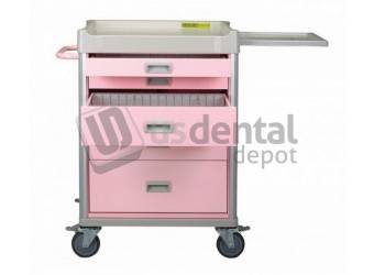 PLASDENT Procedure Cart PINK - #PRO34-6 - Tilt Bins - Benchtop Cabinets & Rimocart - # PRO34-6