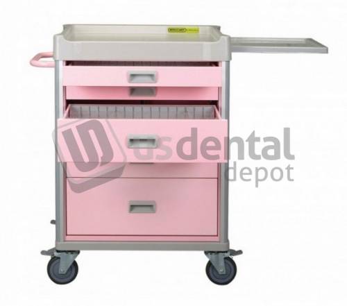 PLASDENT Procedure Cart PINK - #PRO34-6 - Tilt Bins - Benchtop Cabinets & Rimocart - # PRO34-6