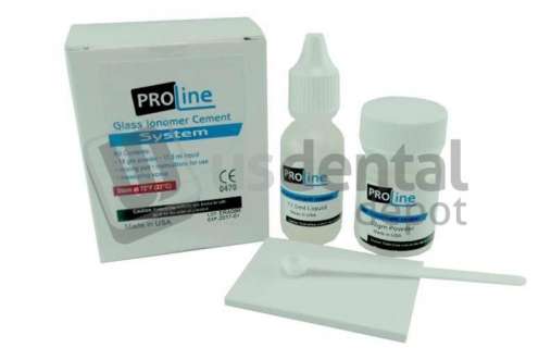 PRO-LINE Crown Cement Glass Ionomer - Type I Luting Cement Kit 18g Powder 17.5ml Liquid #010-020