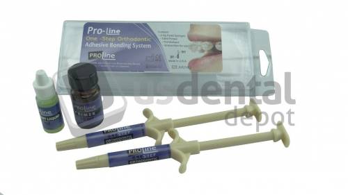 PRO-LINE  One-Step Dual Cure Orthodontic Adhesive Bonding Set - 2 x 5gm Syringes + 5ml Primer bottle + 3 ml etchant #011-027