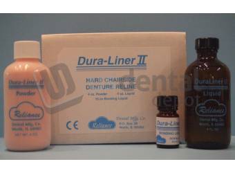 RELIANCE- Duraliner II HARD PINK ( LOW EXOTHERMIC ) self cure Reliner  kit with Powder & Liquid & Bonding Liquid mfg #1601