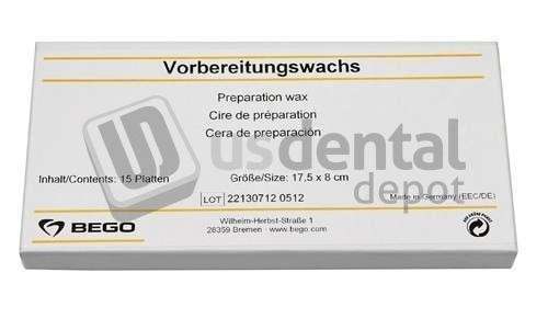 BEGO Preparation Wax 0.6 22ga - 1 Pack 15 Sheets - 17.5 x 8 cm 22ga  #40037