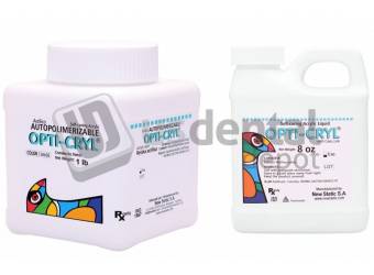 OPTI-CRYL Self Curing Acrylic  Resin 500Gr/1lb Shade: Meharry Veined + 8oz Monomer Liquid 