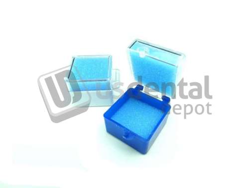 PLASDENT Crown & Bridge Boxes (Rigid) 1x1in  (BLUE/CLEAR) Box x 100pk with Foam ( w/Foam ) - 001-201CBXF-2