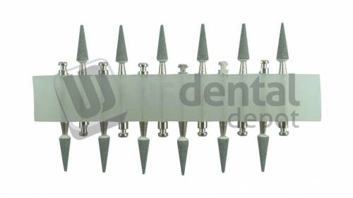 BESQUAL RA CN1 GREEN Mounted Stones - Cone Shape 12pk - Silicone carbide for porcelain - gold - amalgam - and enamel - #105-201