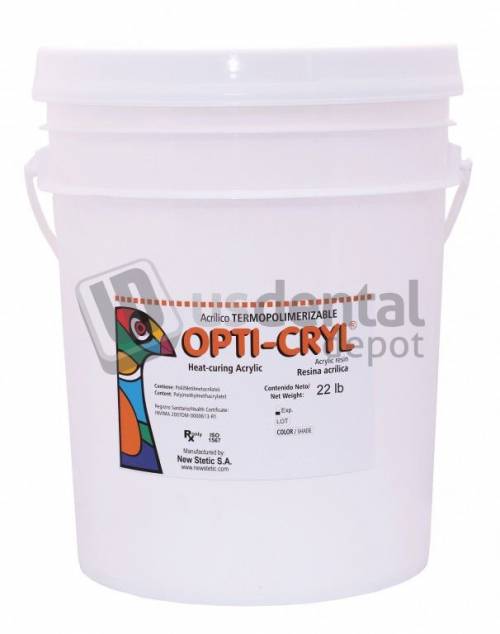 OPTI-CRYL Heat Curing Acrylic Resin 22lb/10kg Shade: Dark PINK Veined Powder Only