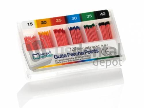 META  Gutta Percha Points Color Coded Spill Proof Standarized   #25- 120pk  - #1100-025