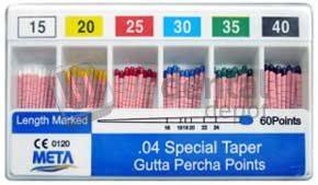 META  Gutta Percha Points Color Coded .04 Taper Spill Proof #15/40- 60pk #GP0415-40