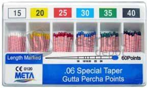 META  Gutta Percha Points Color Coded .06 Taper Spill Proof #15  60pk #RR-107624