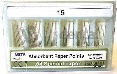 META Absorbent Paper Points .04 Taper Spill Proof #15- 60pk #RR-107662