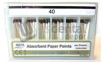 META Absorbent Paper Points .04 Taper Spill Proof #40- 60pk #RR-107667 #1204-040