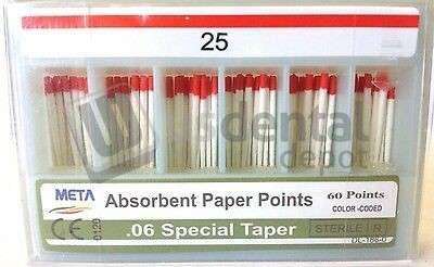 META Absorbent Paper Points .06 Taper Spill Proof #25- 60pk #1206-025