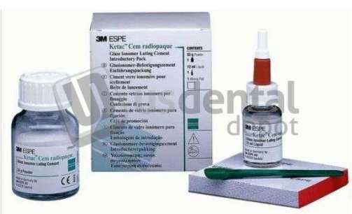 3M ESPE -KETAC-Cem Radiop Intro Pack (1) Powder & Liquid 12 mL Liquid 33 Gm. Powder and Mixing Pad - # 37200