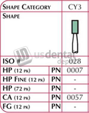 SHOFU CA DURA-GREEN Cylindrical Cy3 12pk - #0057