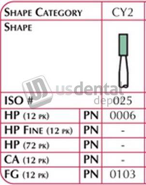 SHOFU FG DURA-GREEN Cylindrical Cy2 12pk - #0103