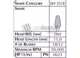 SHOFU HP Robot Carbide Hp Cutter - Sh351E 060 - 0623 - #of Blades 18/12 - Head Length 11 - Head Size 060mm - Max Rpm 50000