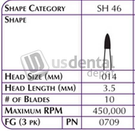 SHOFU FG Robot Finisher 0709 Fg Multiple Blades 10 -3pk Length 3.5 Head Size 014mm - #0709