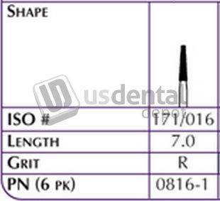 SHOFU FG Robot 0816-1 Flat End Taper Cylinder Grit R Medium Length 7.0-1pk #0816-1