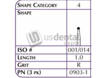 SHOFU FG Hybrid Reg - 0903-1 Diamond Grit R Medium Length-1 .0-1pk #0903-1