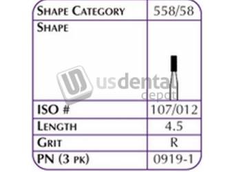 SHOFU FG Hybrid Reg - 0919-1 Diamond Grit R Medium Length 4.5-1pk #0919-1