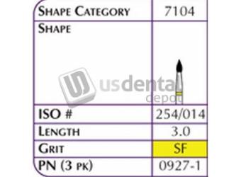 SHOFU FG Hybrid Reg - 0927-1 Diamond  Gr-it SF SUPER FINE Super Fine Length 3.0-1pk #0927-1
