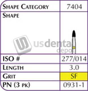 SHOFU FG Hybrid Reg - 0931-1 Diamond  Gr-it SF SUPER FINE Super Fine Length 3.0-1pk #0931-1