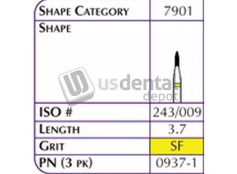SHOFU FG Hybrid Reg - 0937-1 Diamond  Gr-it SF SUPER FINE Super Fine Length 3.7-1pk #0937-1
