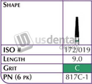 SHOFU FG Robot 0817C-1 Flat End Taper Cylinder Grit Coarse Length 9.0-1pk #0817C-1