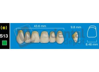 DAVINCI S13 Upper Anterior B2 (1 X 6) - Square -  Davinci 4 layers Denture Acrylic Teeth - Cross linked & Fluorescent with great abrasion resistance