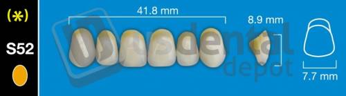 DAVINCI S52 Upper Anterior A1 (1 X 6) - Ovoid -  Davinci 4 layers Denture Acrylic Teeth - Cross linked & Fluorescent with great abrasion resistance