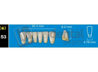 DAVINCI- S3 LowerAnterior A0 (1 X 6)  Davinci 4 layers Denture Acrylic Teeth - Cross linked & Fluorescent with great abrasion resistance