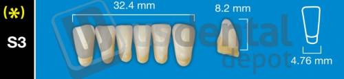 DAVINCI- S3 LowerAnterior A3.5 (1 X 6)  Davinci 4 layers Denture Acrylic Teeth - Cross linked & Fluorescent with great abrasion resistance