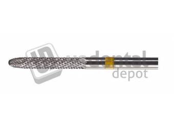 NK-4  Cylinder Round End - Diamond Cut Super Fine - YELLOW Tungsten Carbide Burs - HP - 3/32 Shank - #Q0235FE