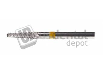 NK-1  Cylinder Flat End - Diamond Cut Super Fine - YELLOW Tungsten Carbide Burs - HP - 3/32 Shank - #YW120 L040EFC #L0235FE