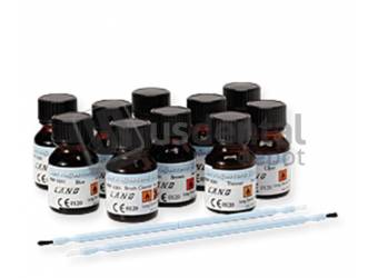 LANG Jet Adjusters Liquid Resin Kit 1x10 ml bottle of each color -  Acrylic Stains Liquid resin system for custom characterizing and staining temporary crownes and bridges. Liquid: BLUE- BROWN- CLEAR- Grey- ORANGE- Violet- WHITE- YELLOW- Thinner- and Brush Cleaner. #3299K