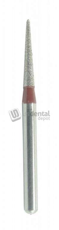 FG Diamond - 10pk burs TC-21F - 858-014F FG - Long Taper Point End Medium- Fine- RED -  ( #1314.8 )  #TC21F red