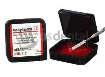 DETAX- Easyform LC Paste x 30gr syringe  Ready for use modelling resin lightcuring ( Light cured  wax )  PMMA-free. Very high fitting accuracy for multiple indications- particularly for casting. Burns off without residue- even with thicker layer.