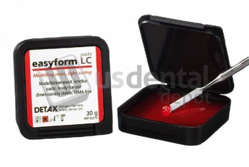 DETAX- Easyform LC Paste x 30gr syringe  Ready for use modelling resin lightcuring ( Light cured  wax )  PMMA-free. Very high fitting accuracy for multiple indications- particularly for casting. Burns off without residue- even with thicker layer.